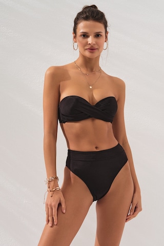 Pierre Cardin Bonie Dolgulu Straplez Yüksek Bel Bikini Takım Siyah 231225 231225 Sıyah