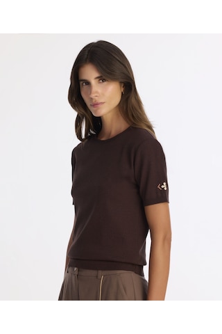 Yargıcı Nakış Detaylı Triko 25kktr2008x 003 Kahverengi