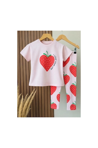 Poala Kids Çilekli Tayt Takım Çok Renkli