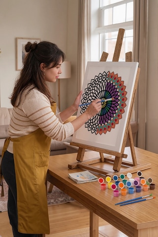 Oval Çiçek Mandala Ahşap Boyama Seti 40x50 Cm