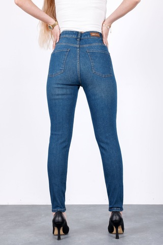 HLT Jeans Kadın Vintage Blue Süper Skinny Fit Esnek Likralı Yüksek Bel Jean Kot Pantolon Jennie-2014 Mavi