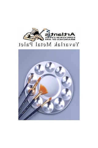 17 Cm Metal Boyama Paleti, 10 Hazneli, Fırça Hediyeli
