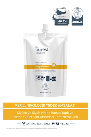 Sivilce & Siyah Nokta Karşıtı Yağlı-karma Ciltler Temizleme Jeli Ekolojik Yedek Paket 400 Ml