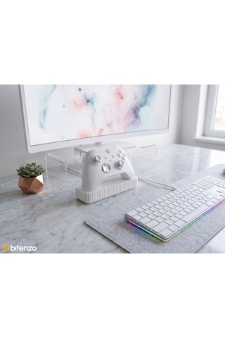 Izgara Tasarım Masaüstü Oyun Kolu Standı, Gamepad Tutucu - Beyaz