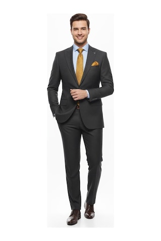 Presto Erkek Slimfit Çizgili Yün Takım Elbise 6 Drop Siyah 2127-250 Koyu Lacivert