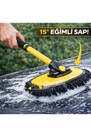 Coofbe Teleskopic Saplı Oto Yıkama Fırcası Toz Alma Paspası Kuru Islak Araç Yıkama Fırcası+yedek Bez 0