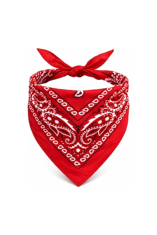 Kırmızı Kovboy Fuları Çocuk Bandana Western Desenli Boyun Fuları