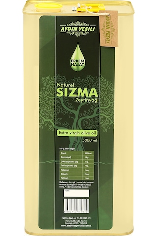 Aydın Yeşili Erken Hasat Naturel Sızma Zeytinyağı Yeni Sezon 5 L