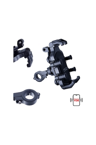 Caretech Ct-m10 Telefon Tutucu Titreşim Önleyici Motosiklet Gidon Ayna Montajlı 8 Pençeli Sabitleme Siyah