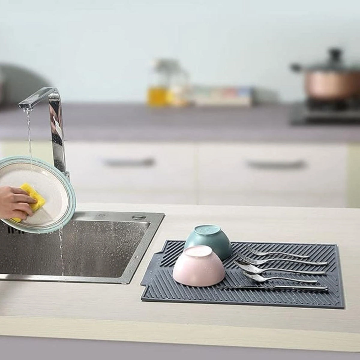 Zmc Bilişim Büyük Bulaşık Kurutma Matı,silikon Bulaşık Kurutma Matı Çok Amaçlı Tezgah Üstü Mat Çok Renkli