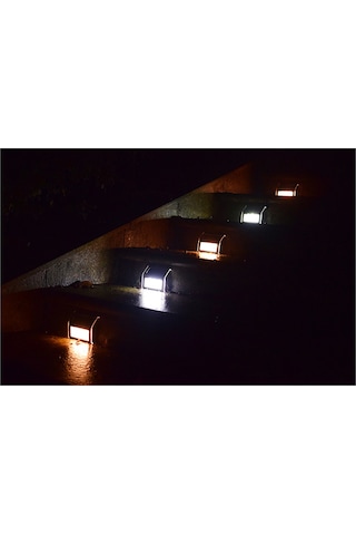 Reedark Güneş Enerjili 3 Led Islak Beyaz Dış Mekan Merdiven Lambası, Ip44 Su Geçirmez, 6-8 Saat Süre, Paslanmaz Çelik Duvar Aydınlatması