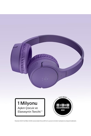 Belkin Soundform Mini Kids Lila Kulak Üstü Bluetooth Kulaklık - Outlet