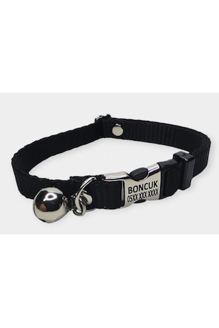Metal Kilitli İsimli Kedi Ve Köpek Tasması, Siyah Renk Tasma