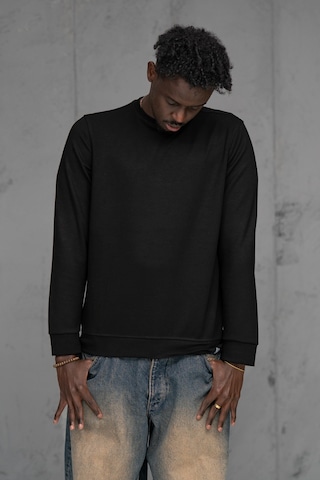 Fbı Slimfit Modal Kumaş Baharlık Sıfır Yaka Likralı Sweatshirt Siyah