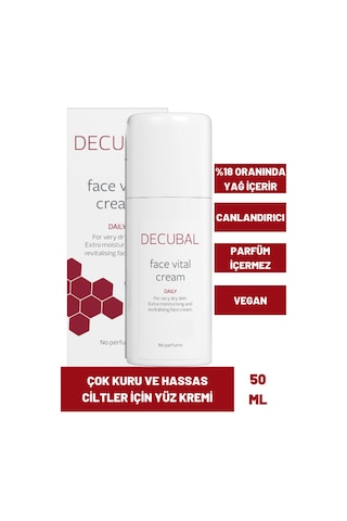 Decubal Face Vital Kuru Ciltler İçin Nemlendirici ve Canlandırıcı Yüz Kremi 50 ML