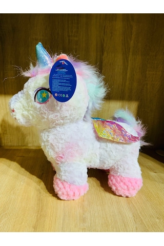 Peluş Unicorn Sevimli Unicorn 35cm Açık Gri
