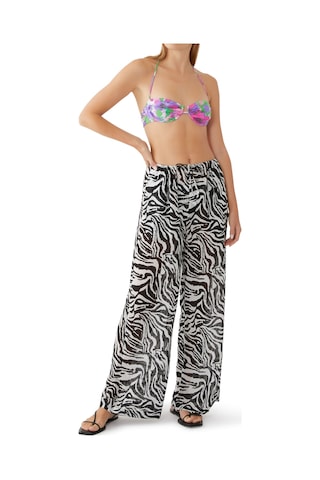 Rotate Zebra Desenli Düz Kesim Plaj Pantolonu Siyah