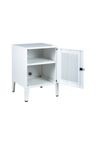 Lande Ziglat Serisi Kilitli Metal Home Office Dolabı %70 Perfore Kapaklı Beyaz Ral 9003 450x490x450 Mm Gri-beyaz