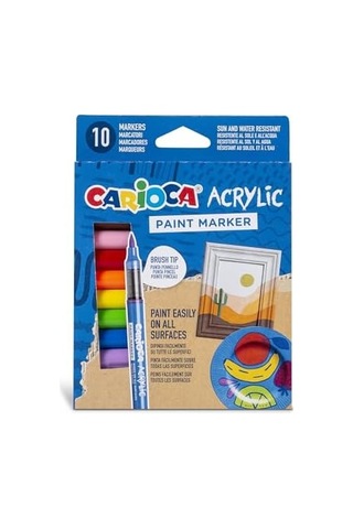 Akrilik Paint Marker Su Bazli Fırça Uçlu 10&apos Lu