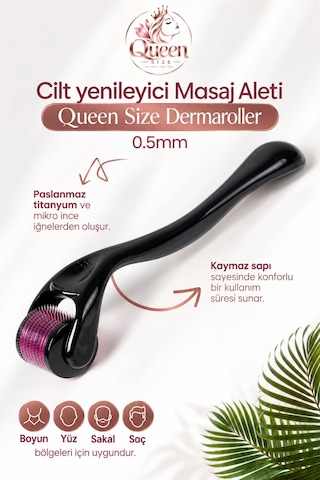 Queen Size Dermaroller 0.5 Mm 540 İğneli Cilt Bakım Rollerı Ve 30 Ml Cilt Bakım Spreyi 2 Li Set + Koruyucu Saklama Kutusu