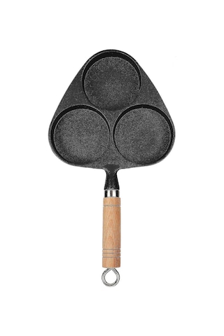 Kızarmış Yumurta, Krep Ve Biftekler İçin 3 Delikli Tasarımlı Döküm Demir Kızartma Tavası - Kahvaltı Makinesi Diğer