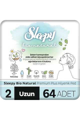 Sleepy Bio Natural Premium Plus Günlük Ped Uzun 64 Adet
