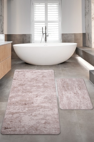 Nova Vizon Büyük Ebat 80x150 + 50x80 Cm 2'li Banyo Halısı Paspas Vizon