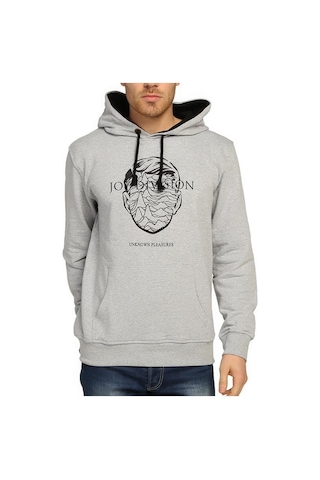 Bant Giyim - Joy Division Gri Kapşonlu Erkek Sweatshirt Hoodie