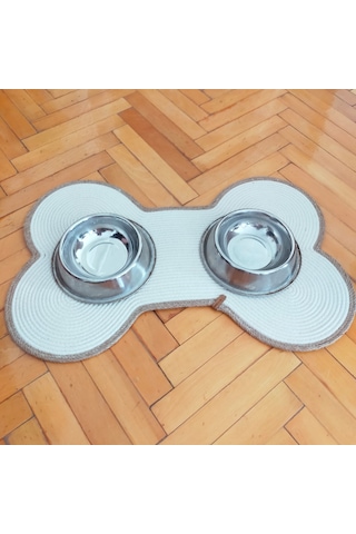 Krem-hasır Köpek Mama Paspası / Pamuk Kemik Şekli Mama ...