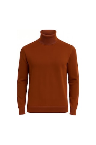 Huffa Erkek Slim Fit Boğazlı Erkek Triko-7430 Kiremit