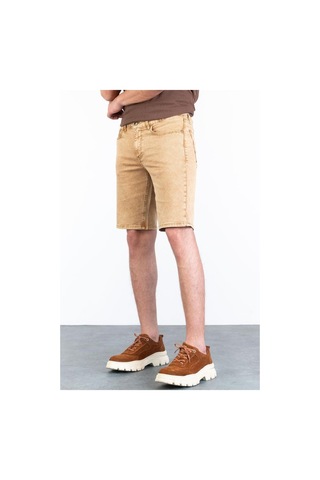 HLT Jeans Erkek Bej Melanj Slim Kesim Comfort Likralı Denim Esnek Jeans Kot Şort Thomas-Desert 001