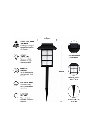Tech Hlyos 2 Adet 5w Solar Bahçe Lambası 38 Cm, Güneş Enerjili Dekoratif Dış Mekan Aydınlatması, Su Geçirmez, Otomatik Sensörlü Peyzaj Lambası, Balkon, Teras, Veranda, Yürüyüş Yolu Pembe Led