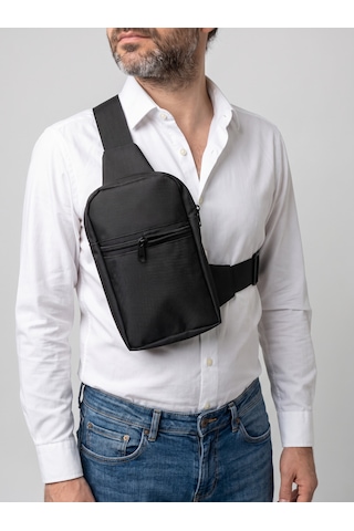 Dikey Slim Fit Telefon Ve Cüzdan Çantası 2 Bölmeli Ayarlanabilir Askılı Su Itici 600d Kumaş Emre Çanta Dikim Evi Siyah