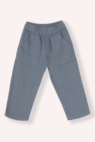 Panço Erkek Çocuk Beli Lastikli Müslin Pantolon İndigo