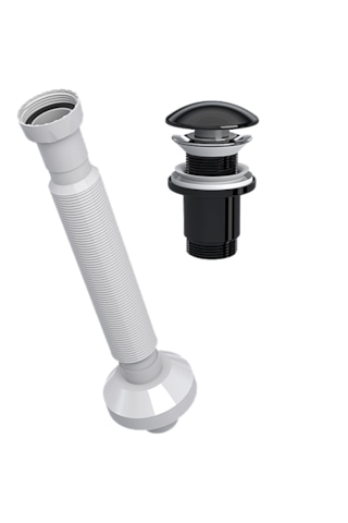 Yapıtaşı Yt655 Seramik Başlıklı Taşmasız Bas Aç Lavabo Gider Sifonu Parlak Siyah