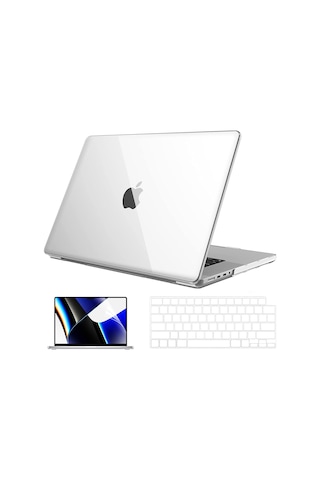 NovStrap Apple Uyumlu MacBook Pro 2021 M1 16.2 inc A2485 Parlak Alt Üst Kılıf + Klavye Kılıfı + Film