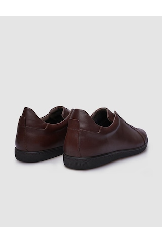 %100 Hakiki Deri Kahverengi Lastikli Erkek Sneaker-kahverengi Kahverengi