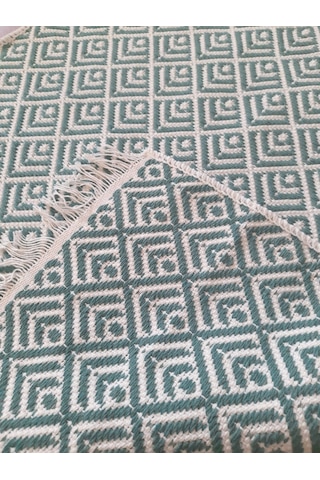 Pamuklu Cotton Kilim Çift Taraflı Yıkanabilir Dekoratif 80x150 - Mint V2 Siyah - Beyaz