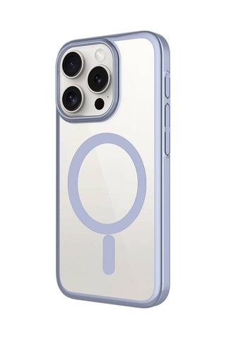 Apple Uyumlu iPhone 15 Pro Max Kılıf Wireless Şarj Özellikli Sert Pc Zore Mat Riksos M-safe Kapak Gri