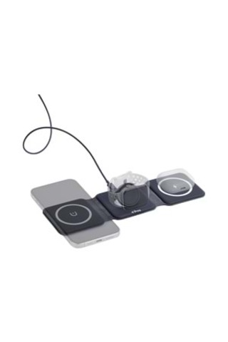 W07b Siyah 3 İn 1 Manyetik Kablosuz Şarj Standı İphone, Airpods Uyumlu