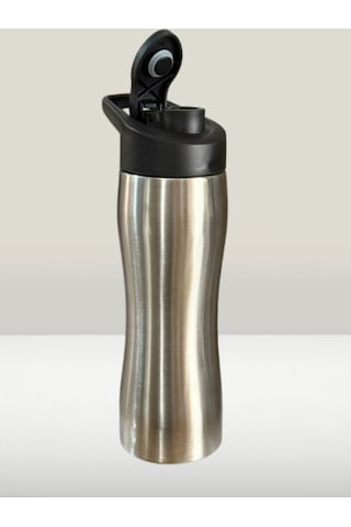 Paslanmaz Çelik Matara Suluk 550 Ml Sporcu Kapak Metalik