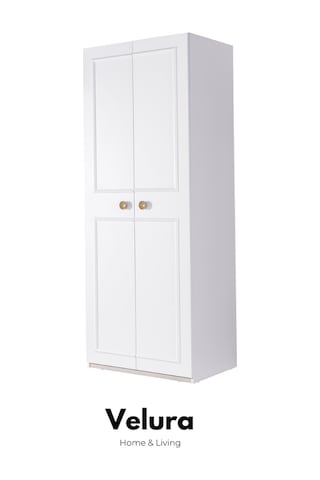 Legna 10 Kapaklı Aynalı Köşe Gardırop Dolap Beyaz - Ceviz