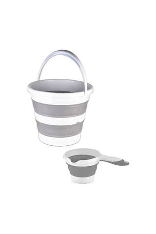 Çeyizci Çarşı Katlanabilir Akordiyon Silikon Su Kovası Ve Maşrapa Koçero Set Kova 2'li Set Pratik Katlanır
