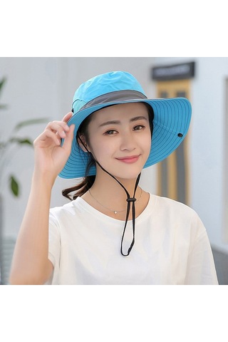 Uv Işınlarına Karşı Koruyucu Geniş Kenarlı Plaj Şapkası - Hafif Ve Konforlu Güneşten Korunma Aksesuarı Mavi