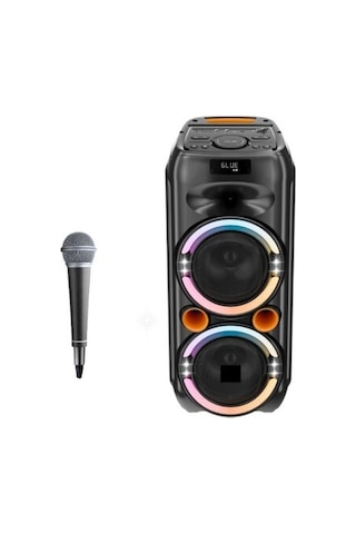 Bluetooth Hoparlör 30w 12inç Karaoke Mikrofonlu Rgb Ledli Işıklı Parti Boy Çanta Tasarım Hoparlör