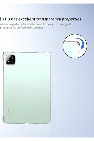 Xiaomi Pad 7 Pro Kılıf Şeffaf Silikon Köşe Korumalı Crystal Clear Darbe Emici Arka Kapak Arka Kapak