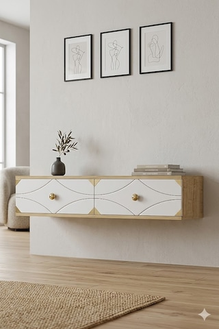 Tda1297dbg Alfa Dresuar , Antre Hol Rafı Safirmeşe-beyaz-gold 120cm