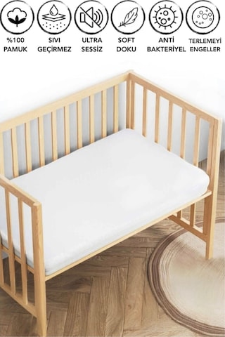 Baby %100 Pamuk Sıvı Geçirmez Fitted Bebek Ve Çocuk Yatağı Koruyucu Alez
