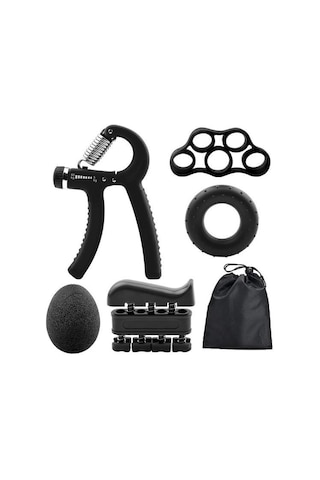 Ollevra 5 Parça El, Kol Ve Parmak Egzersiz Spor Aletleri Seti Fitness Takımı Siyah