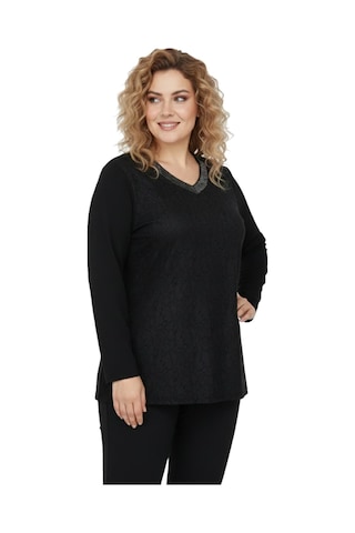 Wearon Kadın Siyah V Yaka Taşlı Bluz Bgl-st05149 Siyah